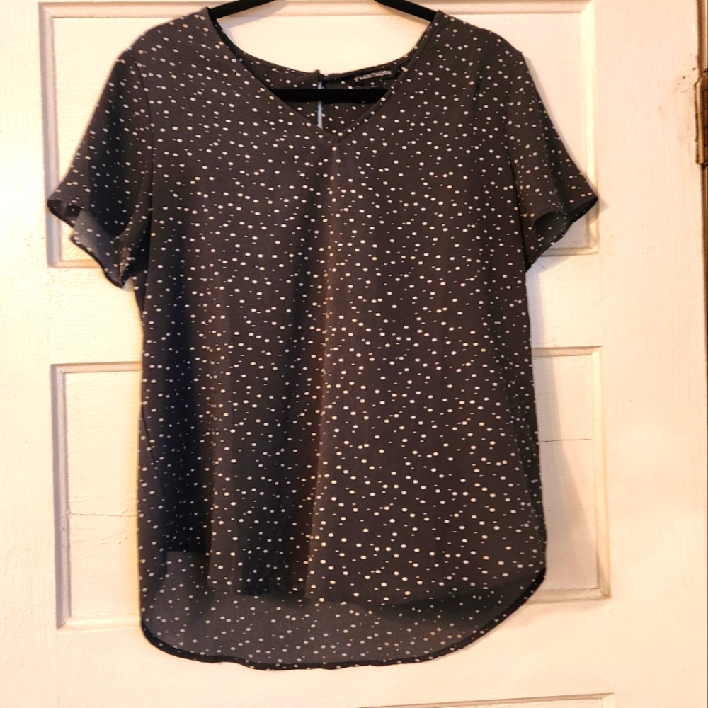 41 Hawthorn Blouse, Dark Green Short Sleeve Polka Dot Top, Sz Med EUC Stitch Fix